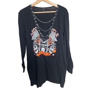 Windsor Edgy Biker Babe Chain-Detail Tunic *Dimensions In Picture*